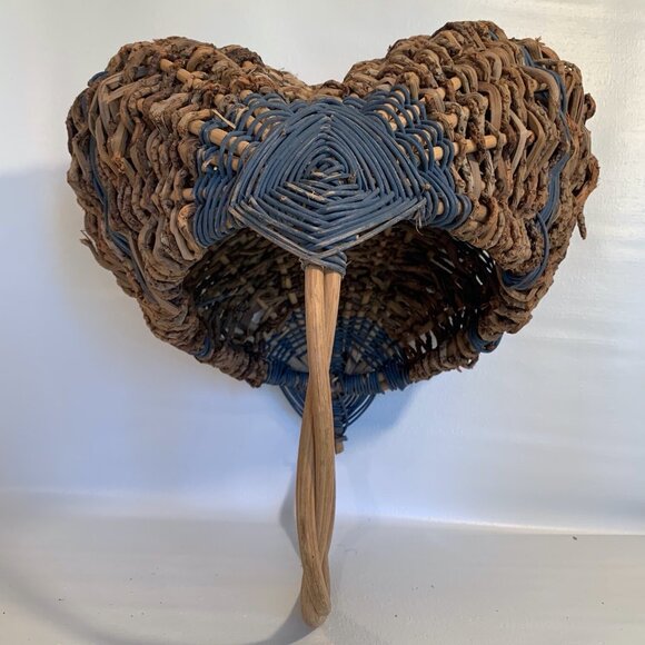 VTG Buttocks Basket Egg Gathering Hand Woven Primitive Rustic Gods Eye Large 16" - Picture 8 of 16